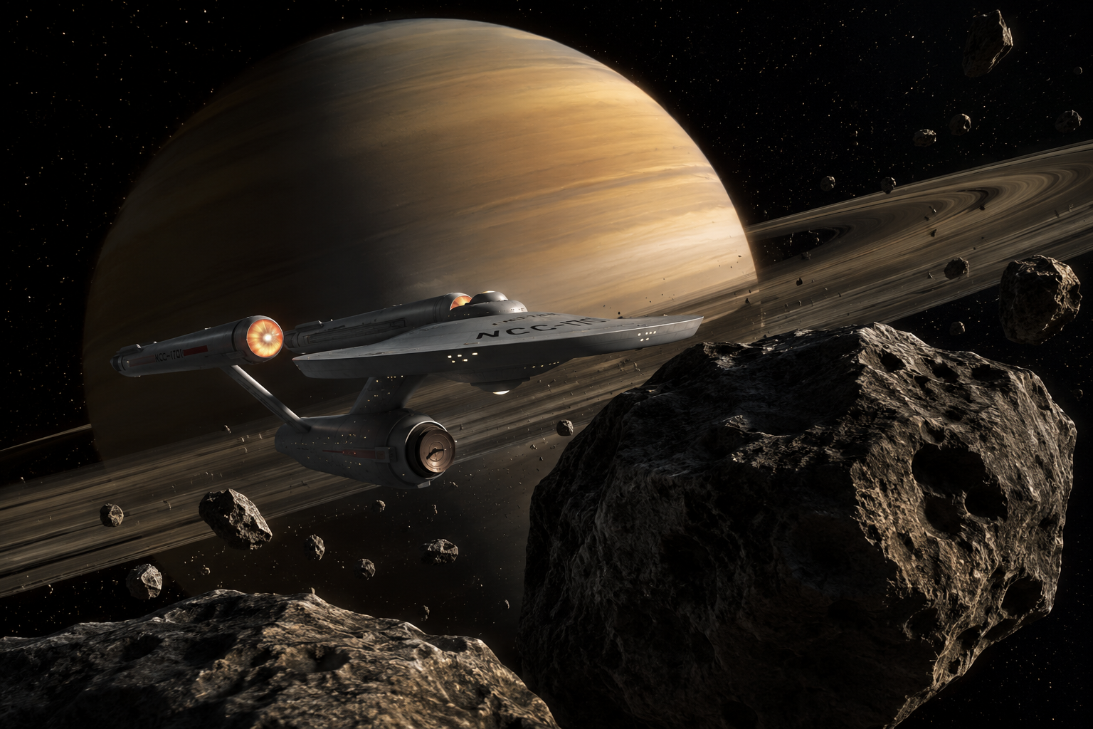starship at saturn