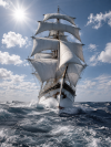 sailing ship in storm