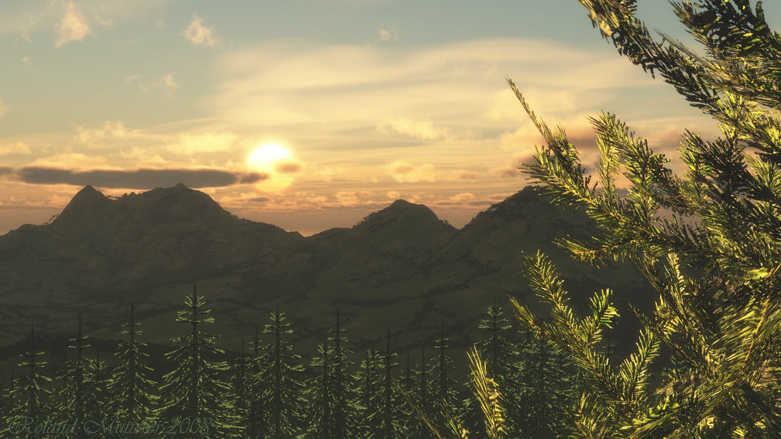 Sonnenuntergang im Gebirge